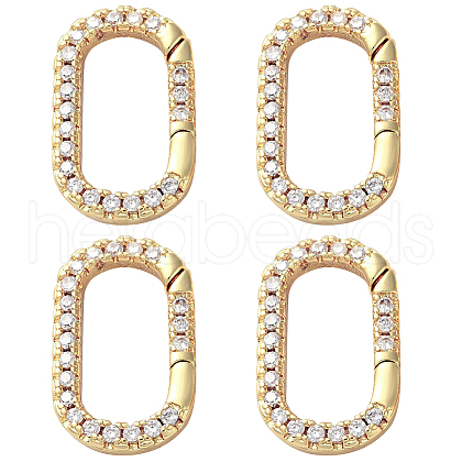 SUNNYCLUE 4Pcs Rack Plated Brass Micro Pave Clear Cubic Zirconia Clasps KK-SC0005-73-1