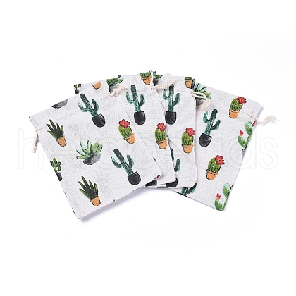 Polycotton(Polyester Cotton) Packing Pouches Drawstring Bags ABAG-T007-02L-1