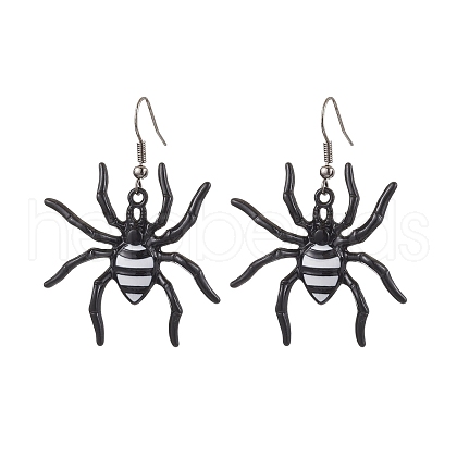 Halloween Themed Spider Alloy Enamel Dangle Earrings EJEW-JE06072-1
