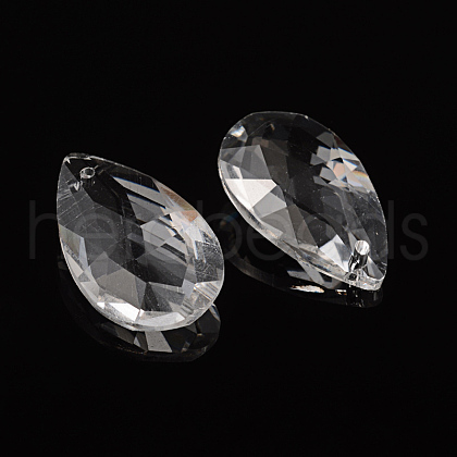 Faceted Teardrop Transparent Glass Pendants EGLA-R085-03-1