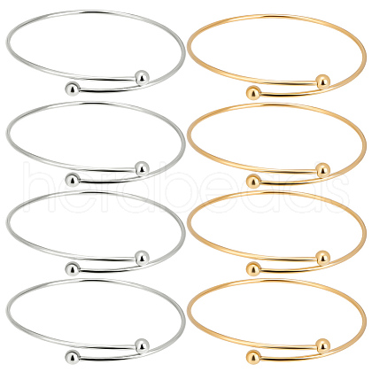 Beebeecraft 10Pcs 2 Colors Adjustable 304 Stainless Steel Wire Cuff Bangle Making MAK-BBC0001-14-1