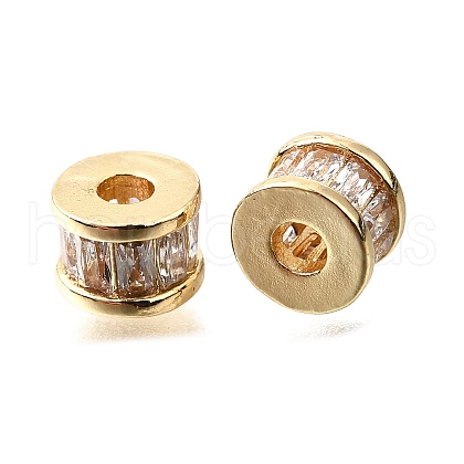 Column Brass Micro Pave Cubic Zirconia Spacer Beads KK-L230-06G-1