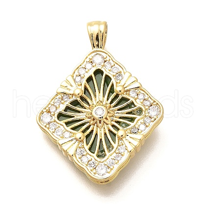 Brass Micro Pave Cubic Zirconia Acrylic Pendants ZIRC-D275-02G-01-1