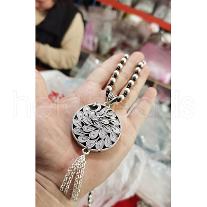 Ethnic Style Alloy Pendant Plastic Imitation Pearl Beaded Necklaces FS-WG6EDFA-01-1