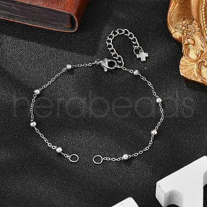 304 Stainless Steel Round Ball Cable Chain Bracelet Making AJEW-JB01331-02-1