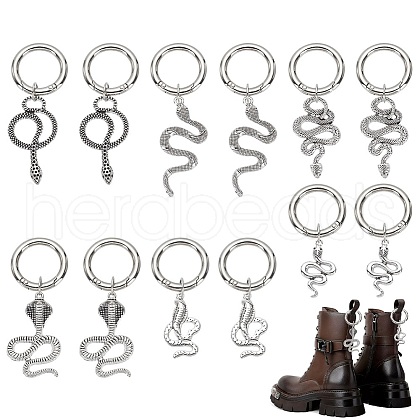 Snake Tibetan Style Alloy Pendant Decorations HJEW-AB00719-1