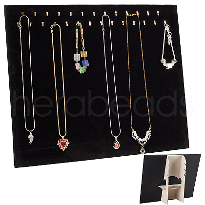 28 Golden Hooks Velvet Necklace Display Board NDIS-WH0016-02-1