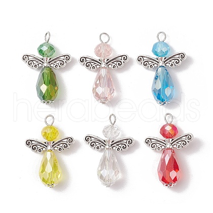 30Pcs 6 Colors Glass Pendants PALLOY-JF03356-02-S-1