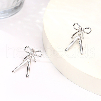 Non-Tarnish Stylish 304 Stainless Steel Bowknot Dangle Stud Earrings for Women HN8494-2-1