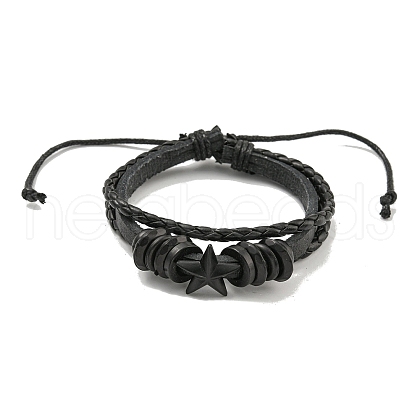 PU Imitation Leather Cord Triple Layer Multi-strand Bracelets BJEW-P329-05A-EB-1