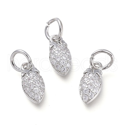 Brass Micro Pave Clear Cubic Zirconia Pendants X-KK-P188-R01-P-1