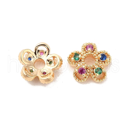 Brass with Clear Cubic Zirconia Bead Caps KK-Q183-84G-1