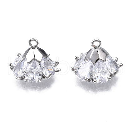 Brass Inlaid Clear Cubic Zirconia Charms ZIRC-S069-001P-1