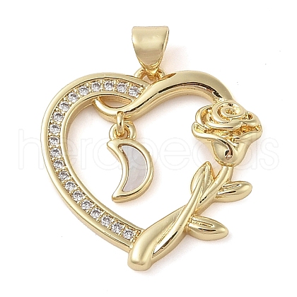 Brass Micro Pave Clear Cubic Zirconia Pendants KK-I712-57G-B-1