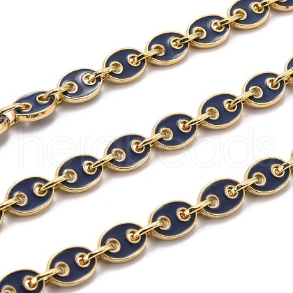 Golden Plated Alloy Enameled Coffee Bean Links Chains LCHA-H004-01G-B-1
