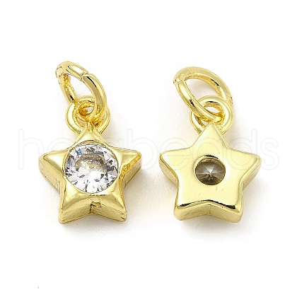 Brass Cubic Zirconia Charms KK-E068-VB228-1
