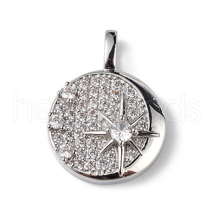 Rack Plating Brass Micro Pave Cubic Zirconia Pendants KK-C019-17P-1