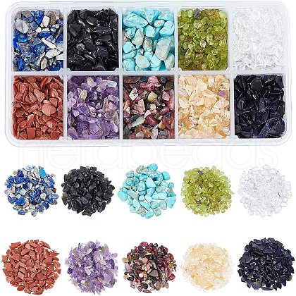  10 Style Natural & Synthetic Gemstone Chip Beads G-NB0002-54A-1