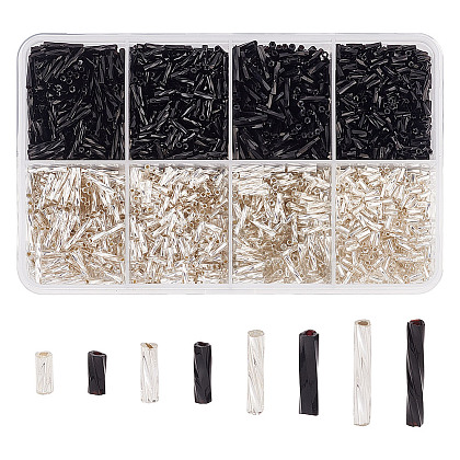 GOMAKERER 1692Pcs 8 Styles Glass Twisted Bugle Beads SEED-GO0001-05A-1