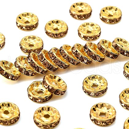 Brass Grade A Rhinestone Spacer Beads RSB039NF-05G-1
