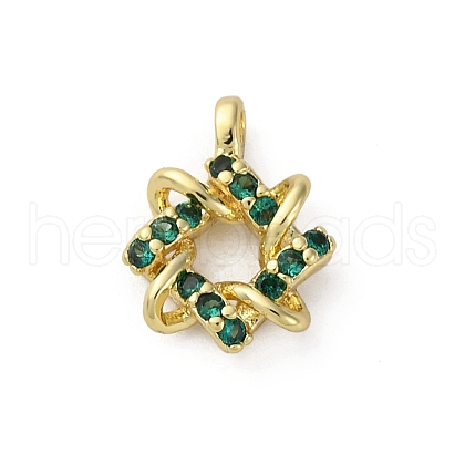 Brass Micro Pave Cubic Zirconia Charms KK-Q070-01F-G-1