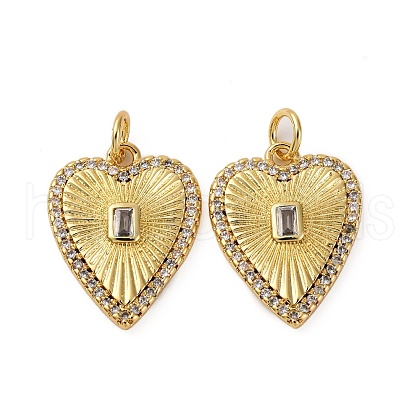 Brass Micro Pave Cubic Zirconia Pendants KK-P308-09G-1