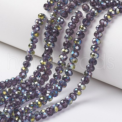 Electroplate Transparent Glass Beads Strands EGLA-A034-T1mm-S07-1