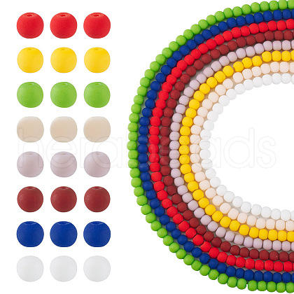 9 Strand 9 Colors Opaque Glass Beads Strands GLAA-TA0002-08-1