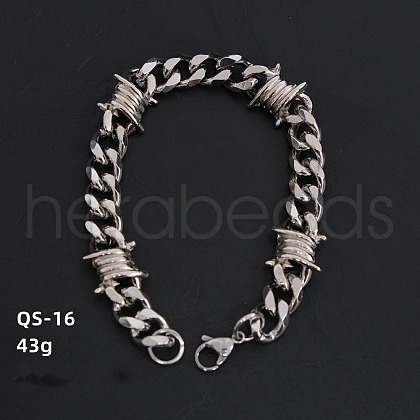 Hip-pop 304 Stainless Steel  Cuban Link Chains Bracelets for Men Women FS-WGE9529-01-1