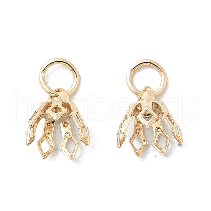 Flower Rack Plating Brass Filigree Bead Cap Bails KK-L102-27G-01-1