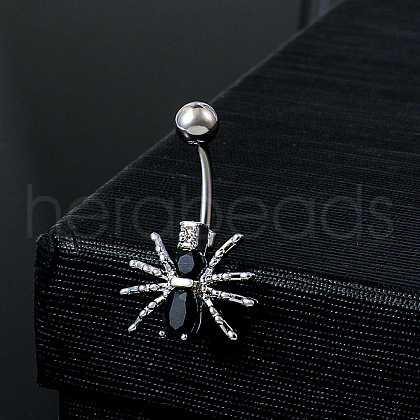 Spider 304 Stainless Steel Micro Pave Cubic Zirconia Belly Rings FS-WGE57A2-01-1