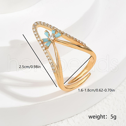 Brass Micro Pave Cubic Zirconia Finger Rings for Women QI0455-1-1