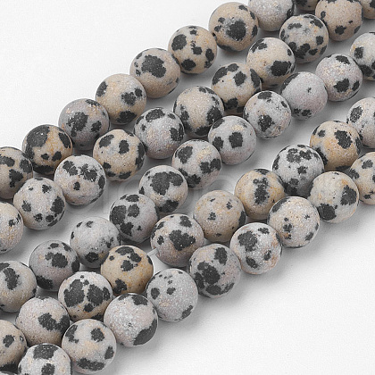 Natural Dalmatian Jasper Bead Strands G-G735-68F-6mm-1