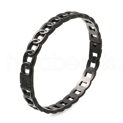 304 Stainless Steel Curb Chains Hinged Bangles STAS-M075-06EB-1