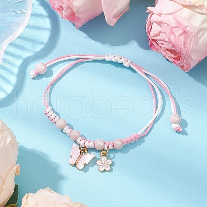 Adjustable Nylon Cord Braided Bead Bracelets for Women BJEW-JB11409-01-1