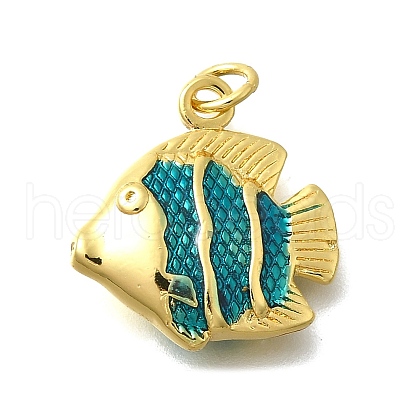 Brass with Enamel Pendants KK-D295-18G-1
