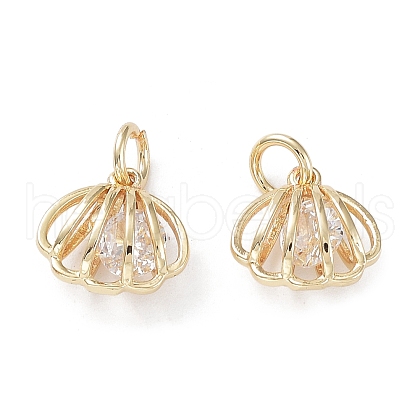 Rack Plating Brass Clear Cubic Zirconia Pendants KK-B078-06G14-1