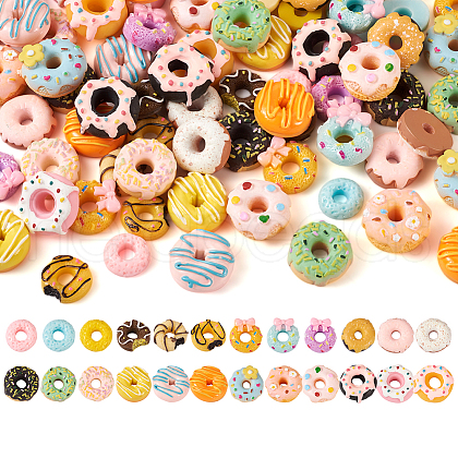 96Pcs 24 Styles Opaque Resin Donut Cabochons RESI-TA0001-64-1