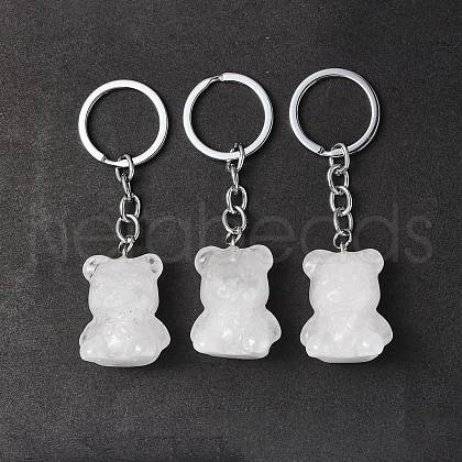 Natural Quartz Crystal Pendant Keychains KEYC-P011-02P-12-1