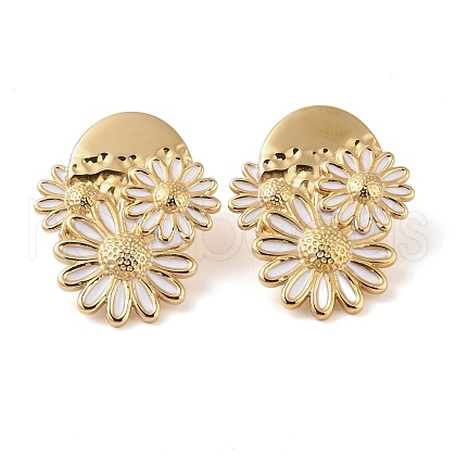 304 Stainless Steel Enamel Stud Earrings for Women EJEW-E313-01G-1