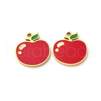 Fruit Seris 304 Stainless Steel Enamel Charms STAS-U060-03G-10-1