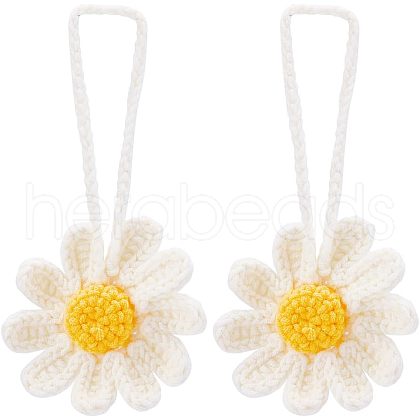 Fingerinspire 2Pcs Handmade Crochet Cotton Daisy Decoration HJEW-FG0001-10-1