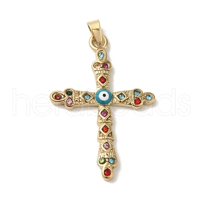 Brass Micro Pave Cubic Zirconia Pendants KK-C058-10G-1