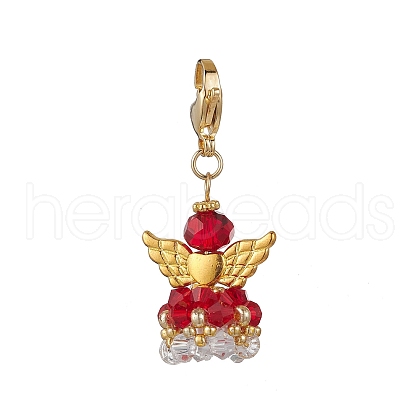 Angel Glass Pendant Decorations HJEW-MZ00214-09-1