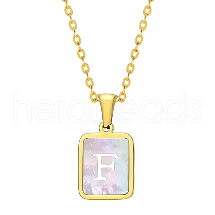 Shell Rectangle Pendant Initial Necklaces PW-WGEBFCF-06-1