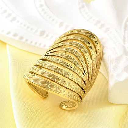 304 Stainless Steel Adjustable Cuff Rings for Women RJEW-B123-01G-03-1