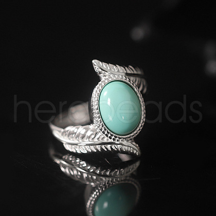 Oval Synthetic Turquoise Finger Rings FS-WGBAF9A-02-1
