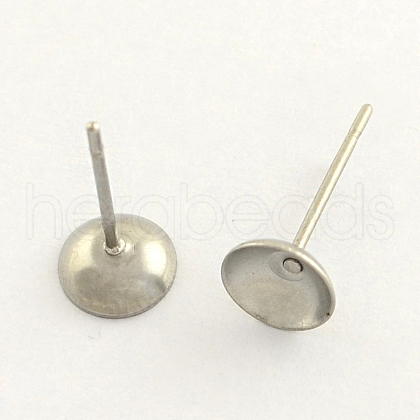 304 Stainless Steel Post Stud Earring Findings STAS-R063-51-1