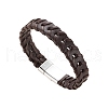 Leather Woven Flat Cord Bracelets PW-WG42872-02-2