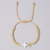 Brass Round Bead Braided Bead Bracelets VB3830-26-1